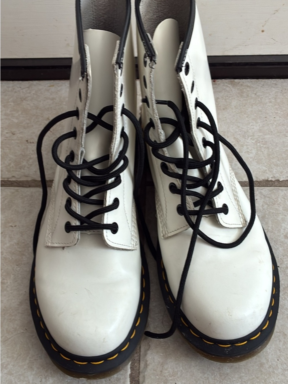 Dr. Martens White Leather Boots